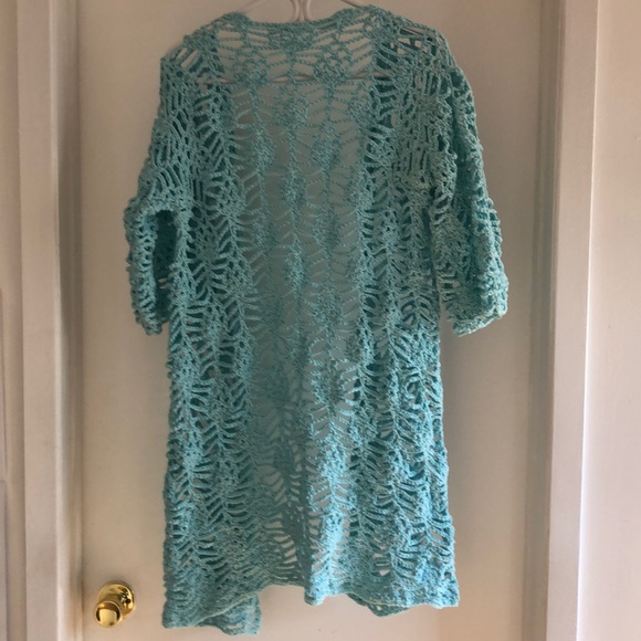 All hand crocheted cotton kimono cardigan - Picture 2 of 2